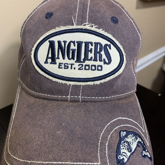 Anglers EST. 2000 Logo Ball Cap Hat Strapback, Attitude Brand MTN View, AR Gray - Picture 2 of 9